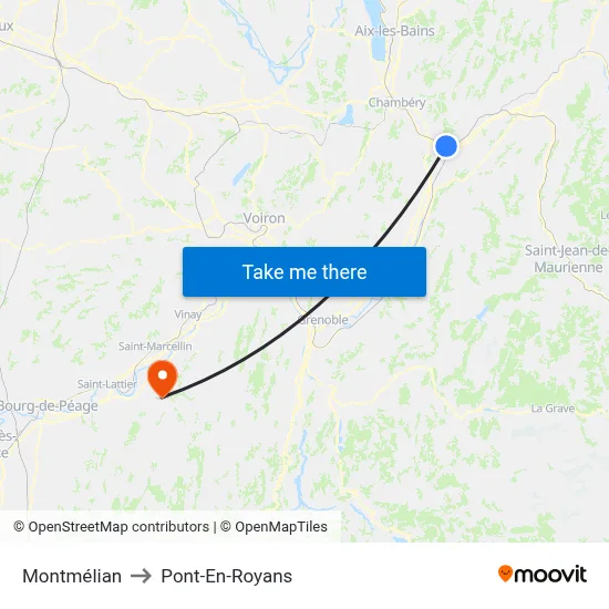 Montmélian to Pont-En-Royans map