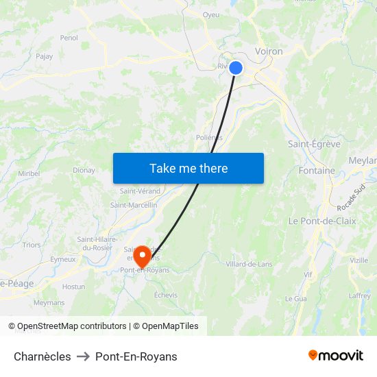 Charnècles to Pont-En-Royans map