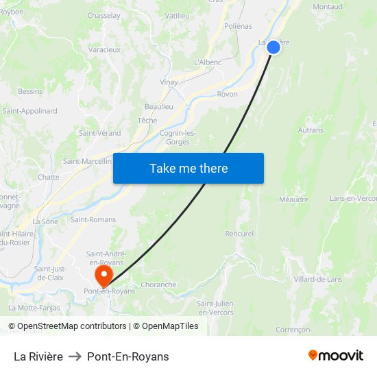 La Rivière to Pont-En-Royans map