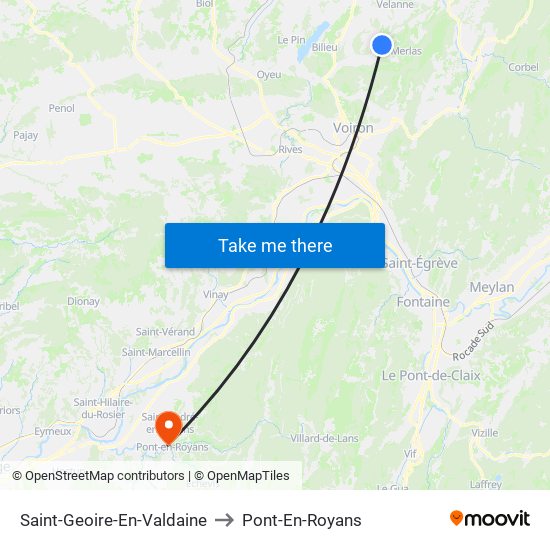 Saint-Geoire-En-Valdaine to Pont-En-Royans map