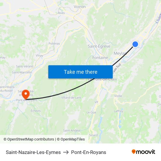 Saint-Nazaire-Les-Eymes to Pont-En-Royans map