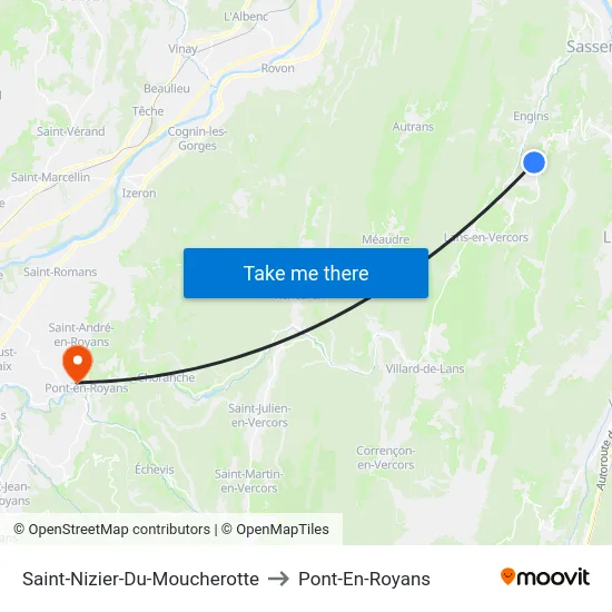 Saint-Nizier-Du-Moucherotte to Pont-En-Royans map