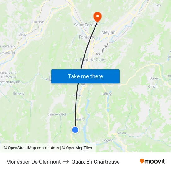 Monestier-De-Clermont to Quaix-En-Chartreuse map