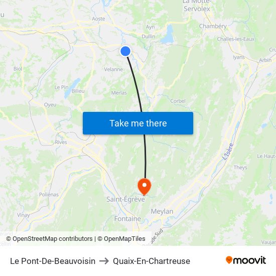 Le Pont-De-Beauvoisin to Quaix-En-Chartreuse map