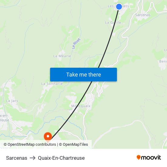 Sarcenas to Quaix-En-Chartreuse map