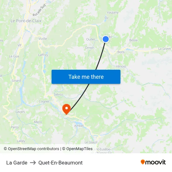 La Garde to Quet-En-Beaumont map