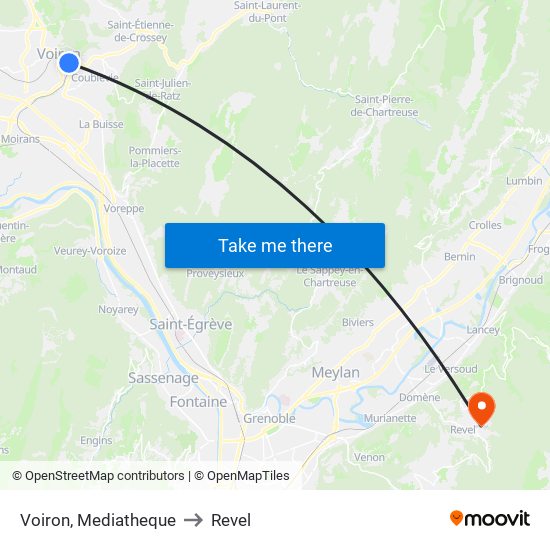 Voiron, Mediatheque to Revel map