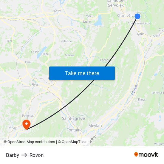 Barby to Rovon map