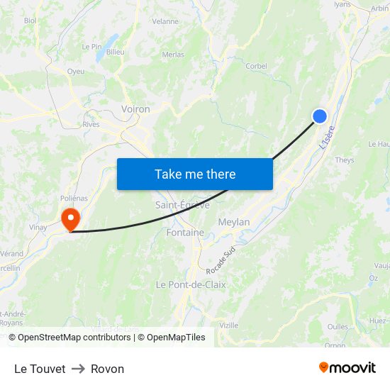 Le Touvet to Rovon map