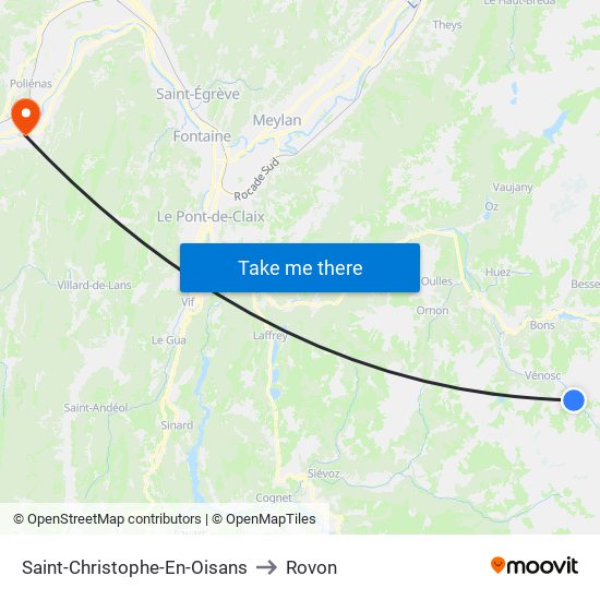 Saint-Christophe-En-Oisans to Rovon map