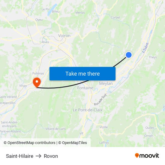 Saint-Hilaire to Rovon map