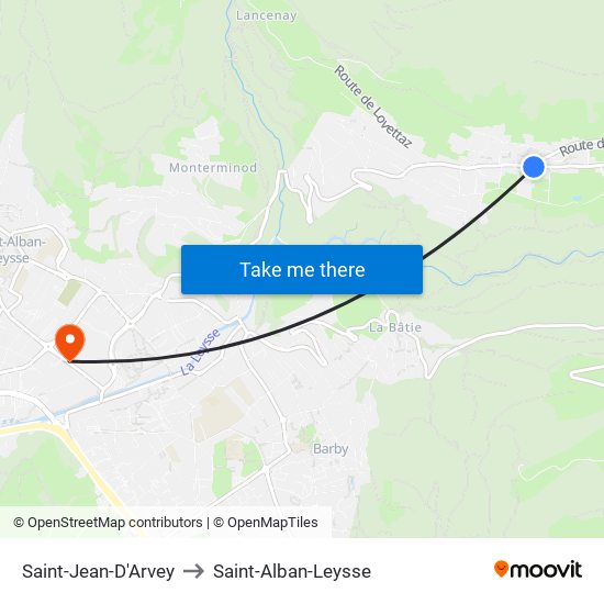 Saint-Jean-D'Arvey to Saint-Alban-Leysse map