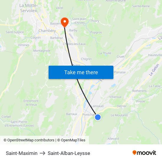 Saint-Maximin to Saint-Alban-Leysse map