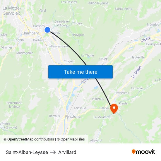 Saint-Alban-Leysse to Arvillard map