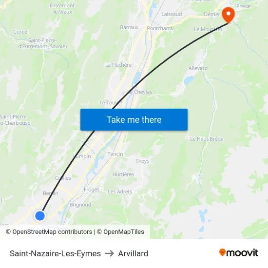Saint-Nazaire-Les-Eymes to Arvillard map