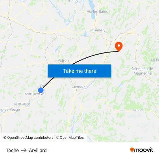 Têche to Arvillard map