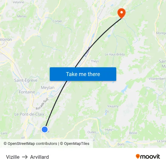 Vizille to Arvillard map