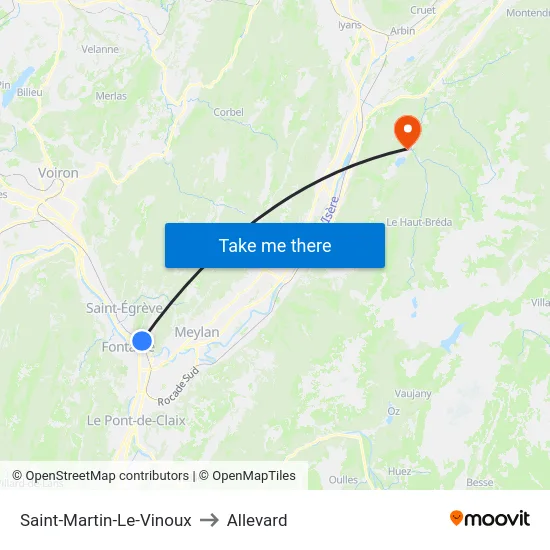 Saint-Martin-Le-Vinoux to Allevard map
