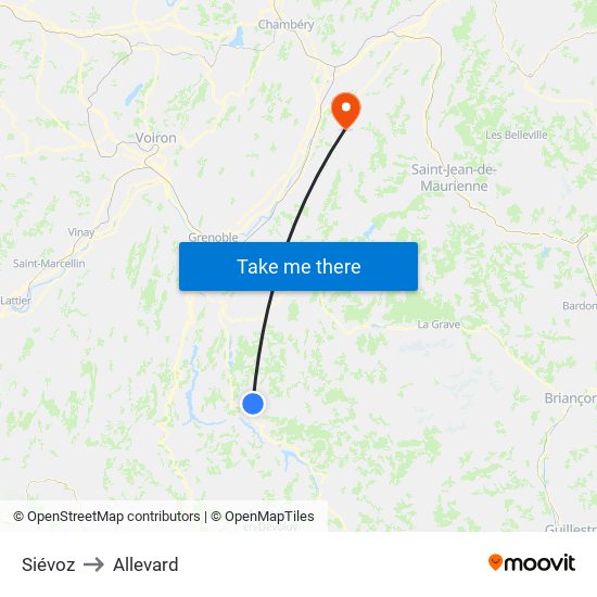 Siévoz to Allevard map