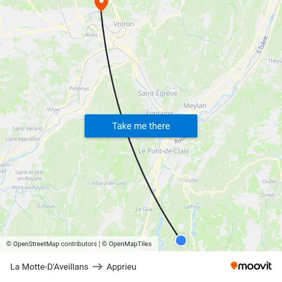 La Motte-D'Aveillans to Apprieu map