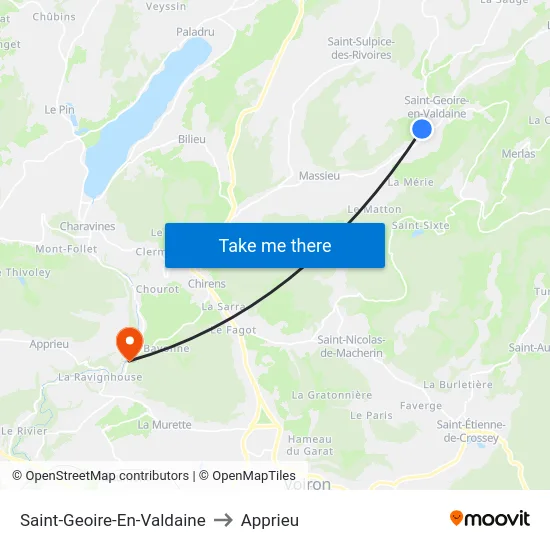 Saint-Geoire-En-Valdaine to Apprieu map