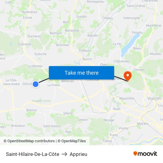 Saint-Hilaire-De-La-Côte to Apprieu map