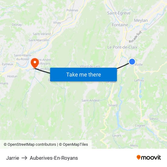 Jarrie to Auberives-En-Royans map