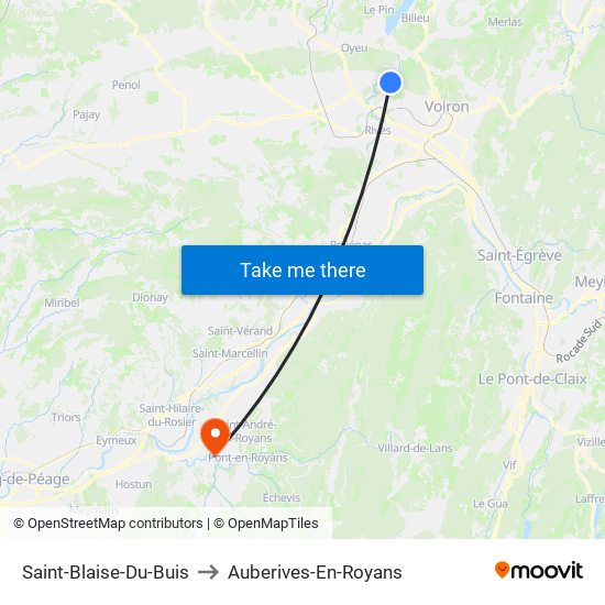 Saint-Blaise-Du-Buis to Auberives-En-Royans map