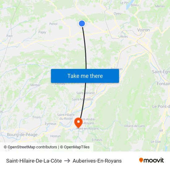 Saint-Hilaire-De-La-Côte to Auberives-En-Royans map