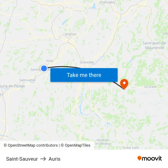 Saint-Sauveur to Auris map