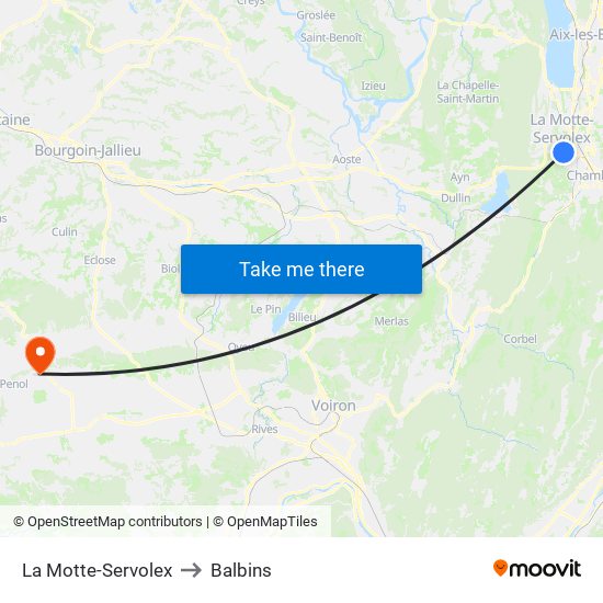 La Motte-Servolex to Balbins map