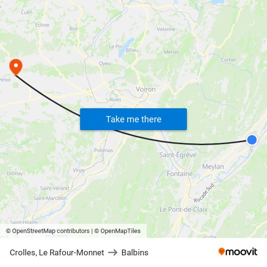 Crolles, Le Rafour-Monnet to Balbins map