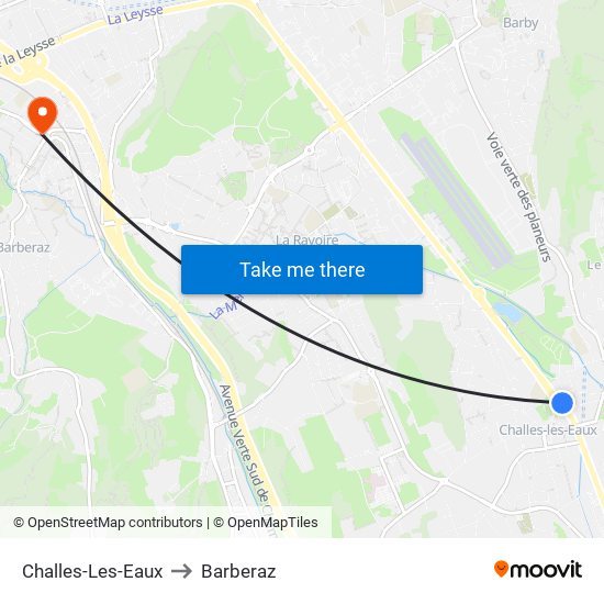 Challes-Les-Eaux to Barberaz map