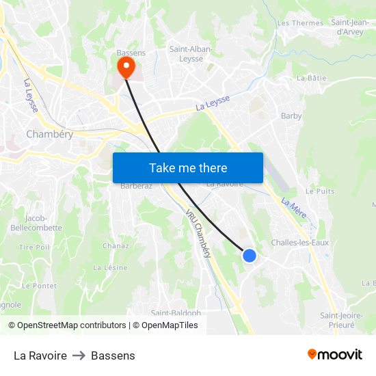 La Ravoire to Bassens map