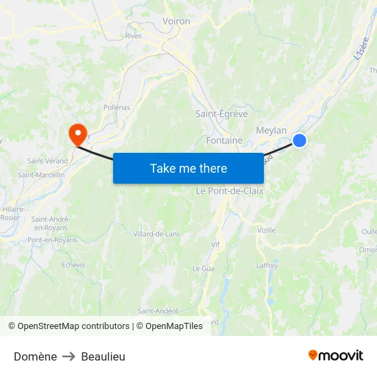 Domène to Beaulieu map