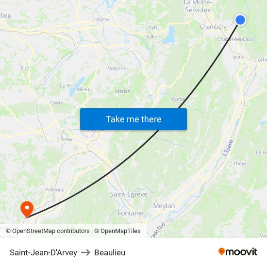 Saint-Jean-D'Arvey to Beaulieu map