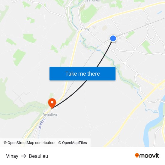 Vinay to Beaulieu map