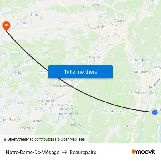 Notre-Dame-De-Mésage to Beaurepaire map