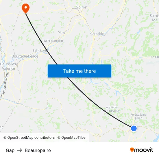 Gap to Beaurepaire map