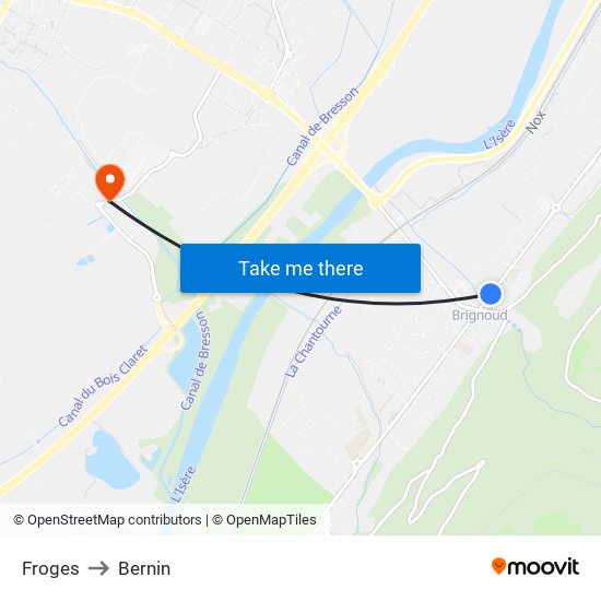 Froges to Bernin map
