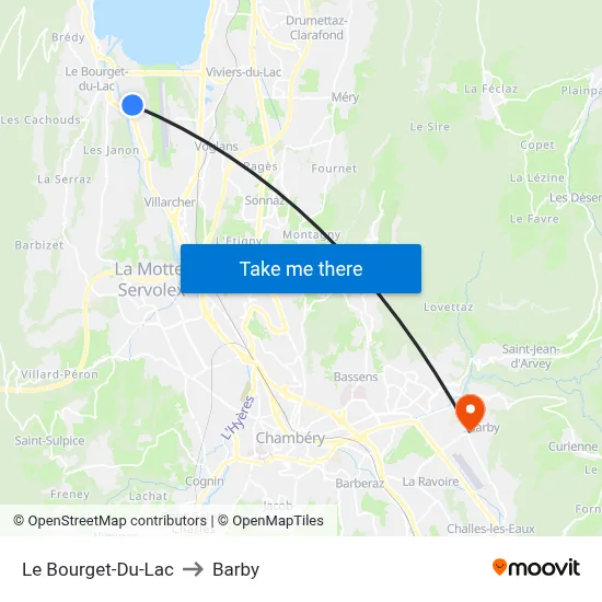 Le Bourget-Du-Lac to Barby map