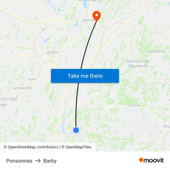 Ponsonnas to Barby map