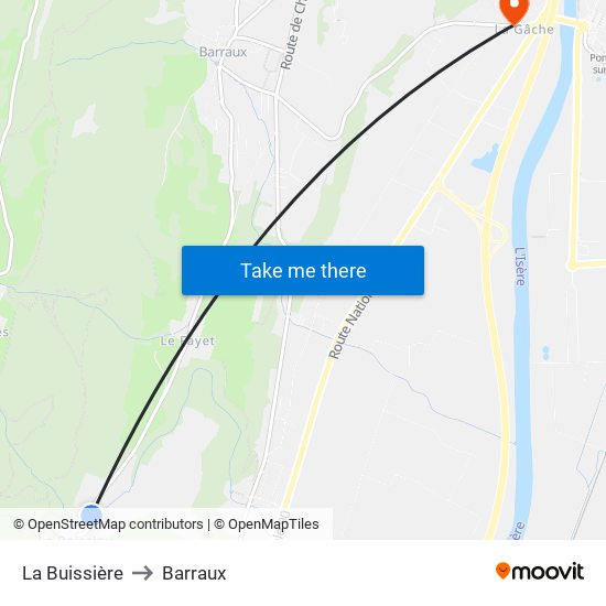 La Buissière to Barraux map