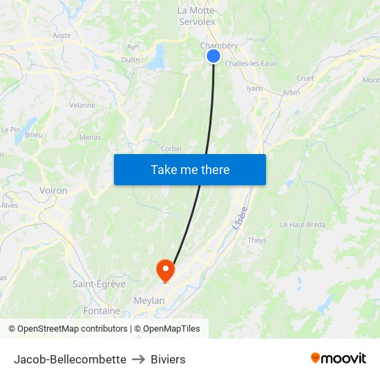 Jacob-Bellecombette to Biviers map