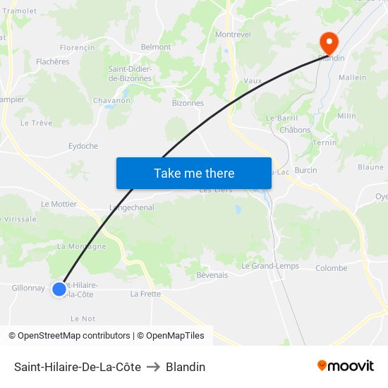 Saint-Hilaire-De-La-Côte to Blandin map