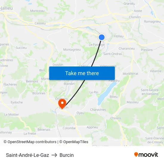 Saint-André-Le-Gaz to Burcin map