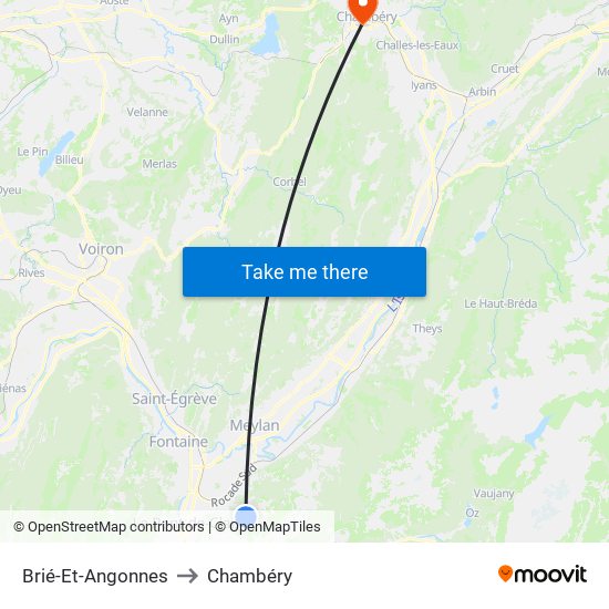 Brié-Et-Angonnes to Chambéry map