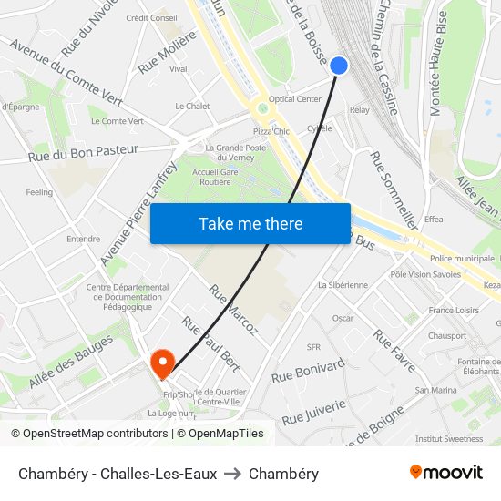 Chambéry - Challes-Les-Eaux to Chambéry map