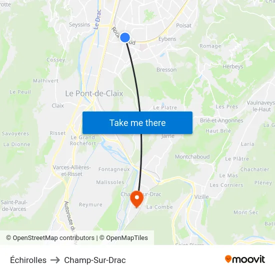 Échirolles to Champ-Sur-Drac map