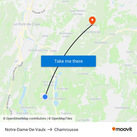 Notre-Dame-De-Vaulx to Chamrousse map